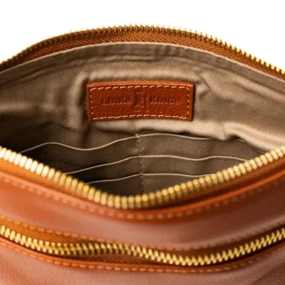 Links & Kings Ladies Clutch Arizona Leather British Tan NWT - Picture 2 of 5